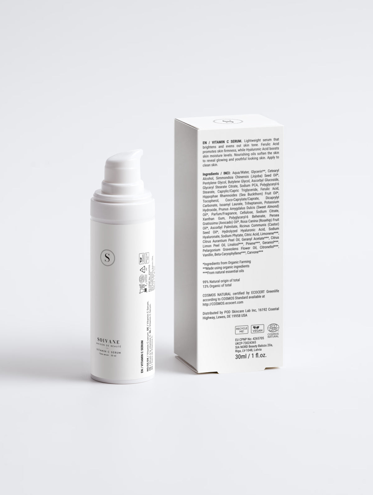 Soivane Vitamin C Serum bottle with carton, back view