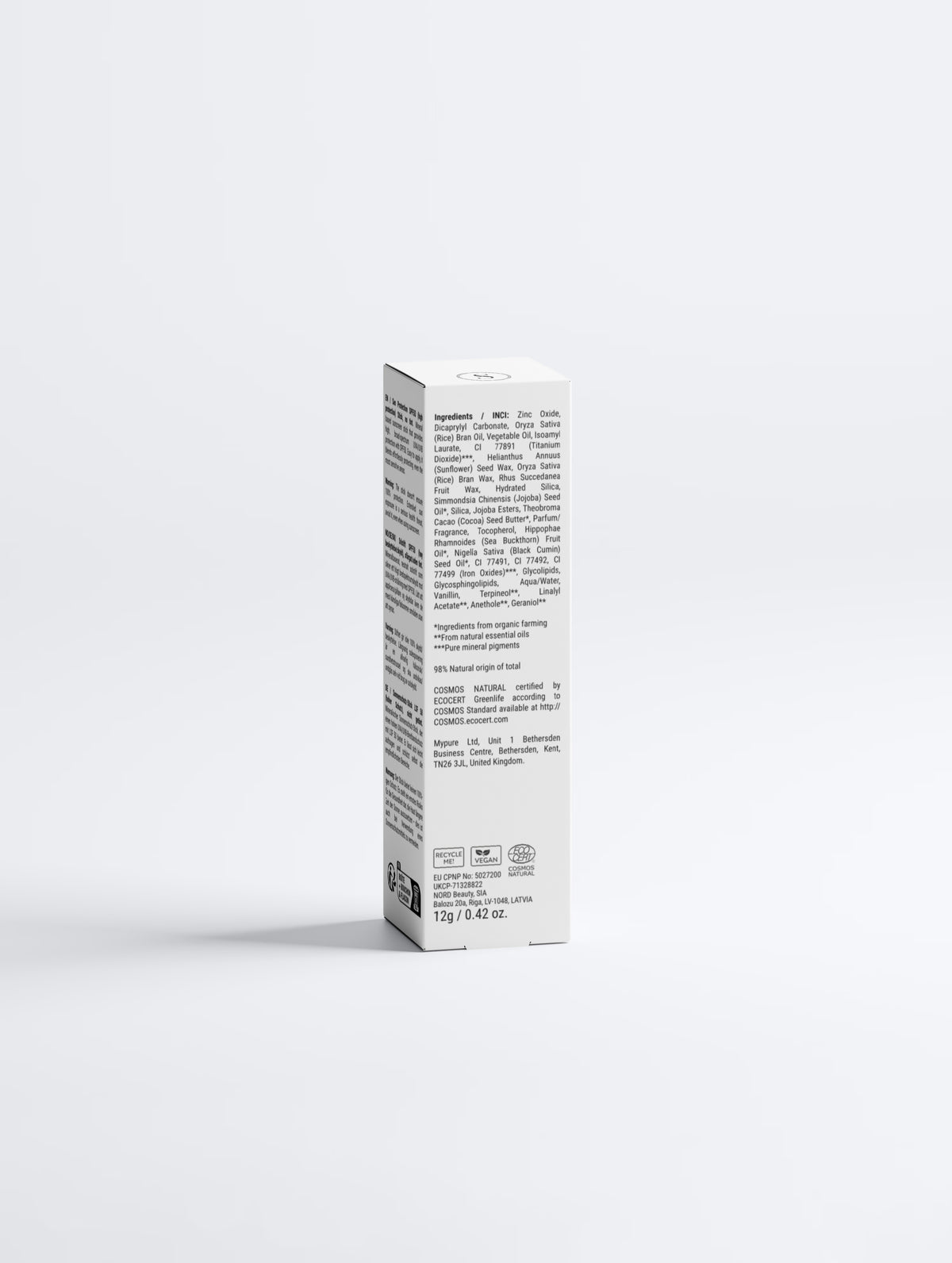 Soivane Mineral Sun Stick SPF 50 with carton, back view